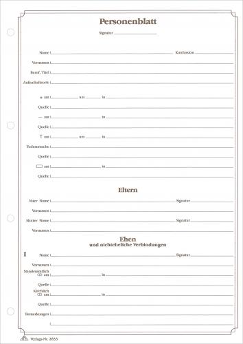 Personenblatt, DIN A 4 (Doppelseitig) 