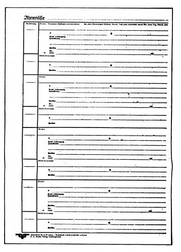 Ahnentafel-Vordruck V 20N  50 Stück 