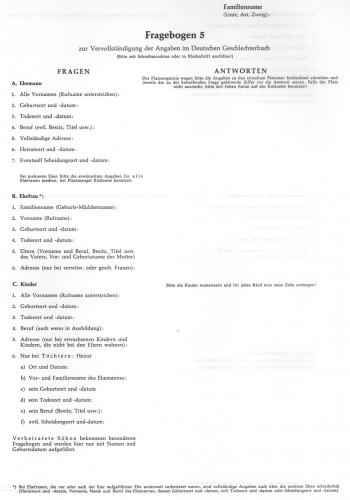Ahnentafel-Vordruck V 5  10 Stück 