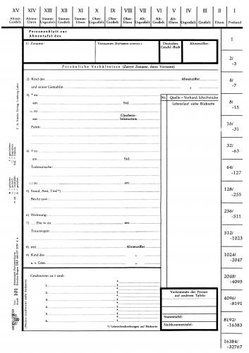 Ahnentafel-Vordruck V 101  25 Stück 