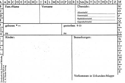 Ahnentafel-Vordruck V 105  50 Stück 