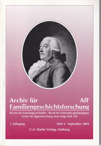 Archiv für Familiengeschichtsforschung - Heft 3 (2001 (5. Jg.)) 