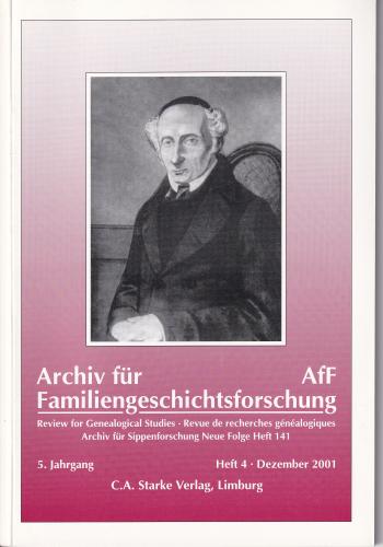 Archiv für Familiengeschichtsforschung - Heft 4 (2001 (5. Jg.)) 