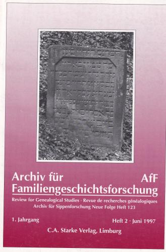 Archiv für Familiengeschichtsforschung - Heft 2 (1997 (1. Jg)) 
