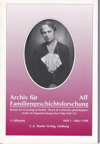 Archiv für Familiengeschichtsforschung - Heft 1 (1998 (2. Jg.)) 