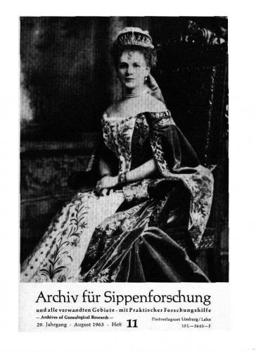 Archiv für Sippenforschung - Einzelheft, Band 11 (1963 (29. Jg.)) 