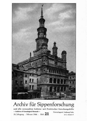 Archiv für Sippenforschung - Einzelheft, Band 21 (1966 (32. Jg.)) 