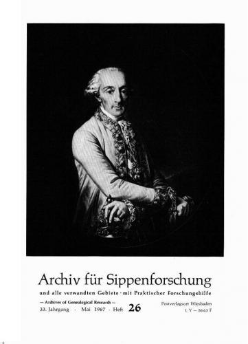 Archiv für Sippenforschung - Einzelheft, Band 26 (1967 (33. Jg.)) 