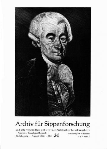 Archiv für Sippenforschung - Einzelheft, Band 31 (1968 (34. Jg.)) 