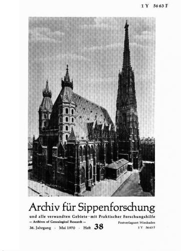 Archiv für Sippenforschung - Einzelheft, Band 38 (1970 (36. Jg.)) 