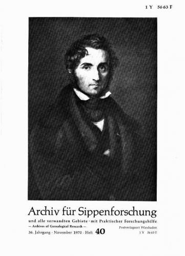 Archiv für Sippenforschung - Einzelheft, Band 40 (1970 (36. Jg.)) 