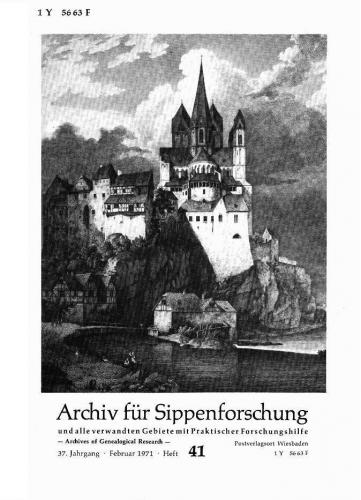 Archiv für Sippenforschung - Einzelheft, Band 41 (1971 (37. Jg.)) 