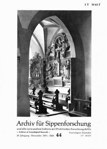 Archiv für Sippenforschung - Einzelheft, Band 44 (1971 (37. Jg.)) 