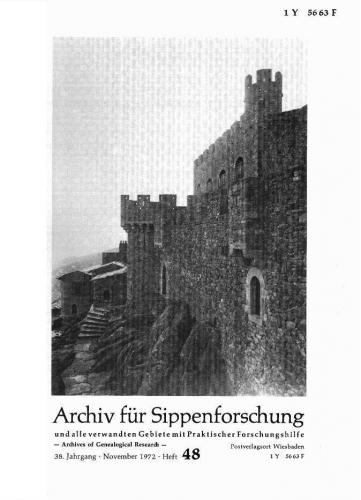 Archiv für Sippenforschung - Einzelheft, Band 48 (1972 (38. Jg.)) 