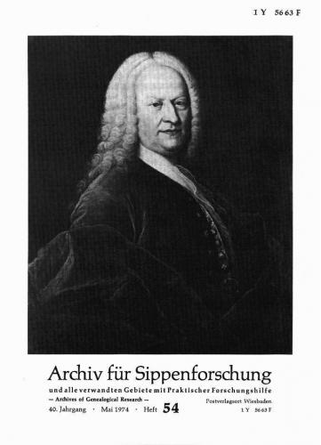Archiv für Sippenforschung - Einzelheft, Band 54 (1974 (40. Jg.)) 