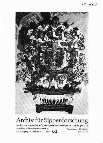 Archiv für Sippenforschung - Einzelheft, Band 62 (1976 (42. Jg.)) 