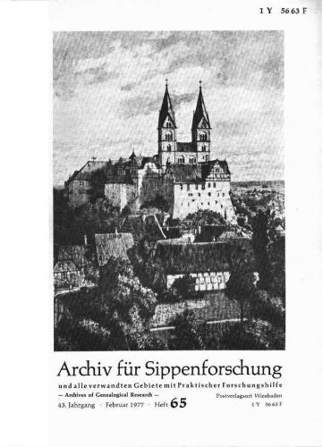 Archiv für Sippenforschung - Einzelheft, Band 65 (1977 (43. Jg.)) 