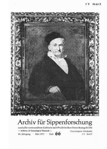 Archiv für Sippenforschung - Einzelheft, Band 66 (1977 (43. Jg.)) 
