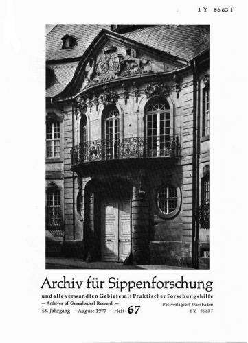 Archiv für Sippenforschung - Einzelheft, Band 67 (1977 (43. Jg.)) 