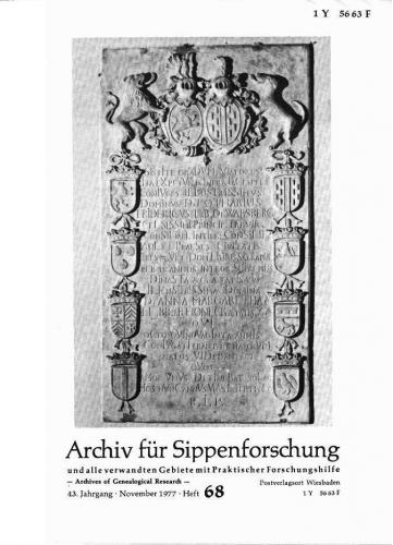 Archiv für Sippenforschung - Einzelheft, Band 68 (1977 (43. Jg.)) 