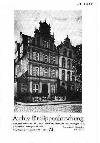 Archiv für Sippenforschung - Einzelheft, Band 71 (1978 (44. Jg.)) 