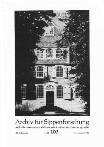 Archiv für Sippenforschung - Einzelheft, Band 103 (1986 (52. Jg.)) 