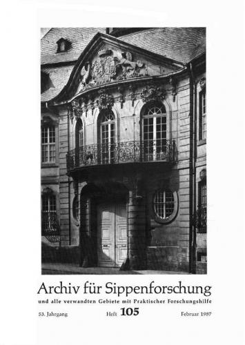 Archiv für Sippenforschung - Einzelheft, Band 105 (1987 (53. Jg.)) 