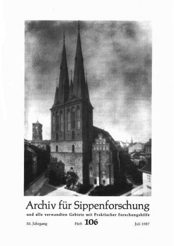 Archiv für Sippenforschung - Einzelheft, Band 106 (1987 (53. Jg.)) 