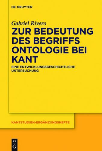 Zur Bedeutung des Begriffs Ontologie bei Kant (Ebook - EPUB) 