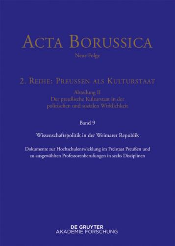 Wissenschaftspolitik in der Weimarer Republik (Ebook - EPUB) 