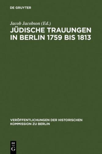 Jüdische Trauungen in Berlin 1759 bis 1813 (Ebook - pdf) 