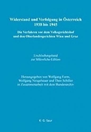 Widerstand und Verfolgung in Österreich 1938 bis 1945 / Erschließungsband zur Mikrofiche-Edition (Ebook - pdf) 