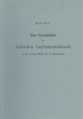 Zur Geschichte der deutschen Instrumentalmusik in der zweiten Hälfte des 17. Jahrhunderts 