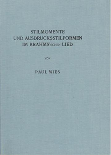 Stilmomente und Ausdrucksstilformen im Brahms'schen Lied 