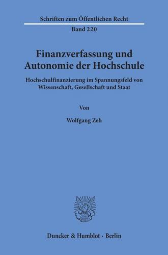 Finanzverfassung und Autonomie der Hochschule. 