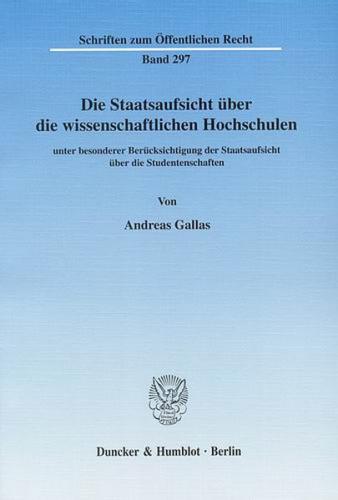 Die Staatsaufsicht über die wissenschaftlichen Hochschulen 
