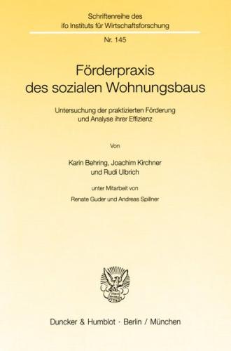 Förderpraxis des sozialen Wohnungsbaus. 