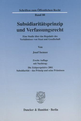Subsidiaritätsprinzip und Verfassungsrecht. 