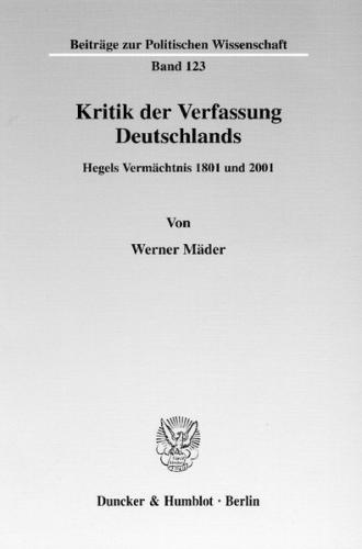 Kritik der Verfassung Deutschlands. 