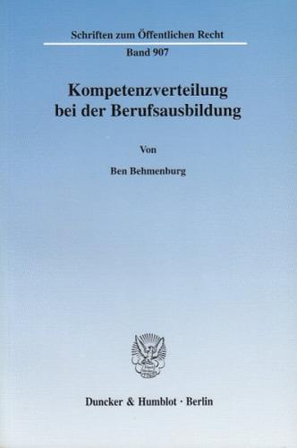 Kompetenzverteilung bei der Berufsausbildung. 