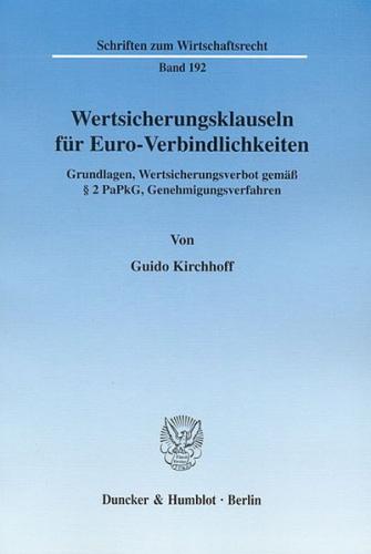 Wertsicherungsklauseln für Euro-Verbindlichkeiten. 