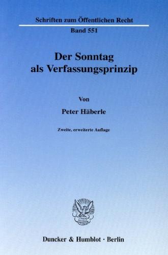 Der Sonntag als Verfassungsprinzip. 