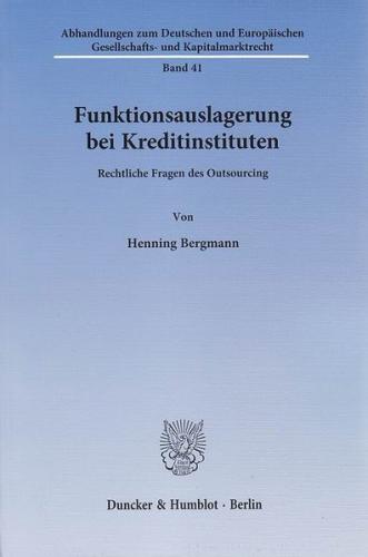 Funktionsauslagerung bei Kreditinstituten. 