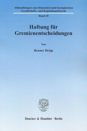 Haftung für Gremienentscheidungen. 