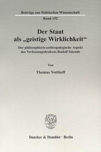 Der Staat als "geistige Wirklichkeit". 