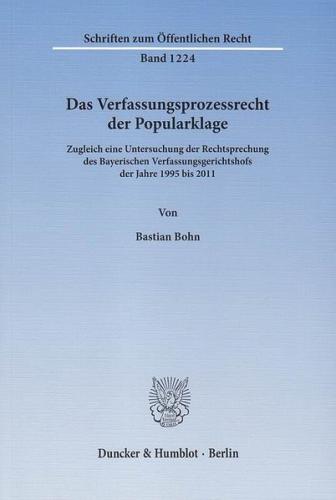 Das Verfassungsprozessrecht der Popularklage. 