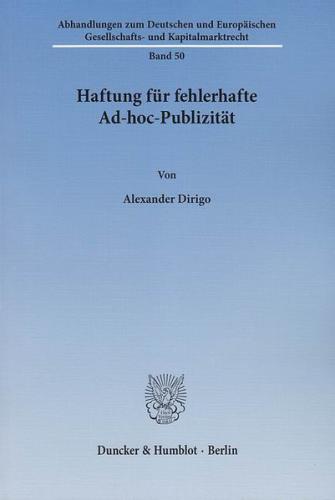Haftung für fehlerhafte Ad-hoc-Publizität. 
