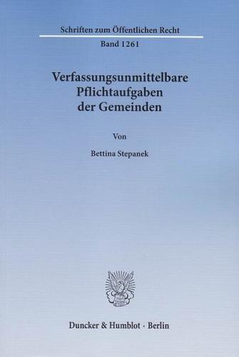 Verfassungsunmittelbare Pflichtaufgaben der Gemeinden. 