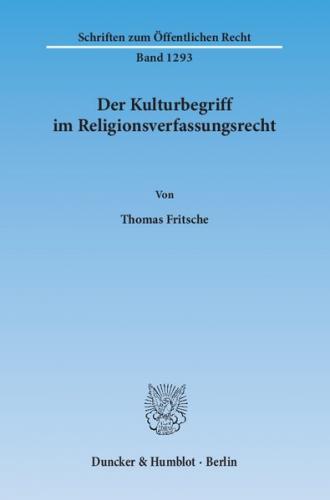 Der Kulturbegriff im Religionsverfassungsrecht. 