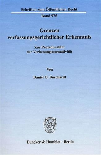 Grenzen verfassungsgerichtlicher Erkenntnis. (Ebook - pdf) 